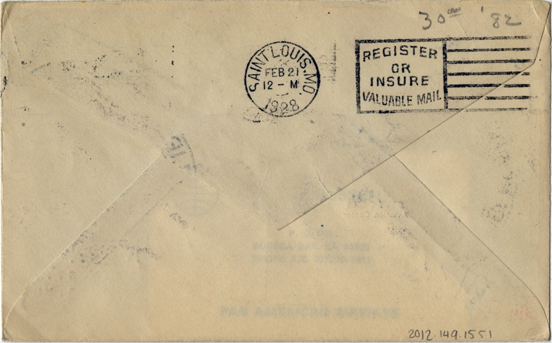 Image: airmail flight cover: Charles Lindbergh flight, CAM-2, Chicago - St. Louis route