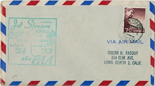 Image: airmail flight cover: Pan American World Airways, Jet Stream Service, International Date Line
