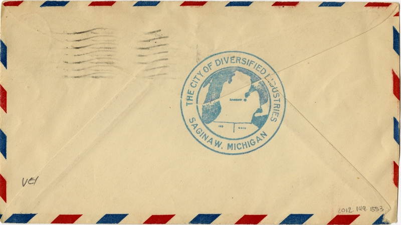 Image: airmail flight cover: Charles Lindbergh Day, Saginaw, Michigan