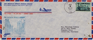 Image: airmail flight cover: Pan American World Airways, FAM-18, Chicago - Rome route