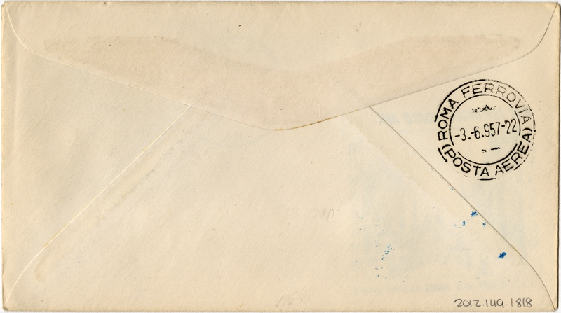 Image: airmail flight cover: Pan American World Airways, FAM-18, Chicago - Rome route