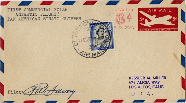 Airmail flight cover: Pan American World Airways, Ralph W. Savory