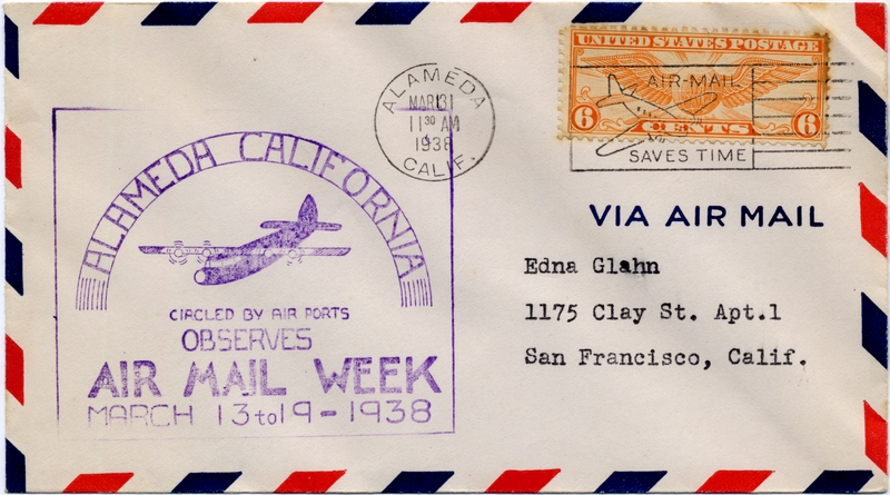 Image: airmail flight cover: Air Mail Week, Alameda, California, May 15-21, 1938