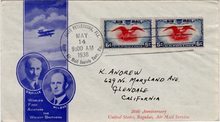 Image: airmail flight cover: Wright Brothers