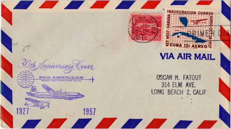 Image: airmail flight cover: Pan American World Airways, 30th Anniversary