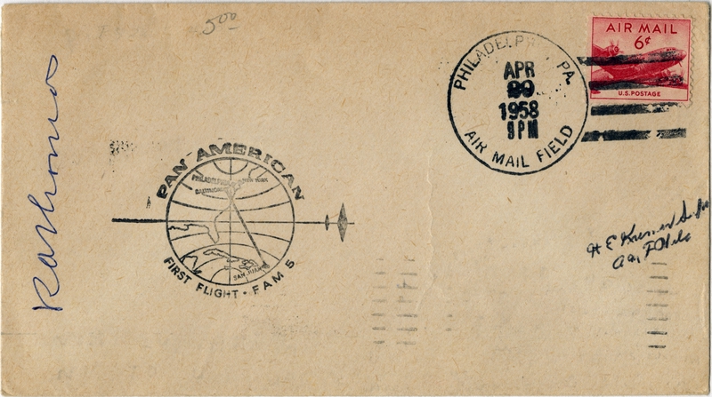 Image: airmail flight cover: Pan American World Airways, FAM-5, first airmail flight, Philadelphia - San Juan (Puerto Rico) route