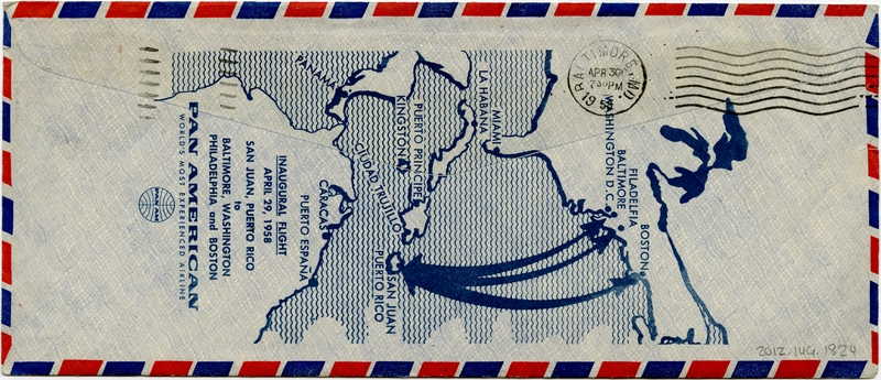 Image: airmail flight cover: Pan American World Airways, FAM-5, San Juan (Puerto Rico) - Baltimore route