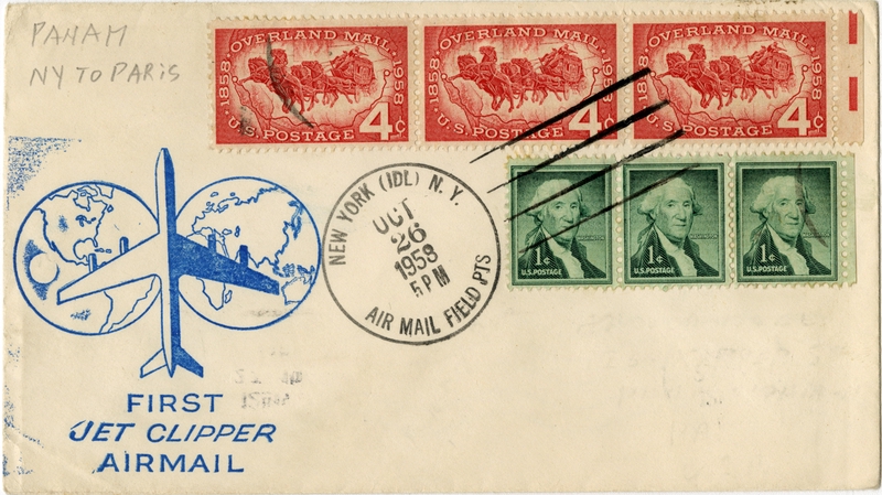 Image: airmail flight cover: Pan American World Airways, New York - Paris route