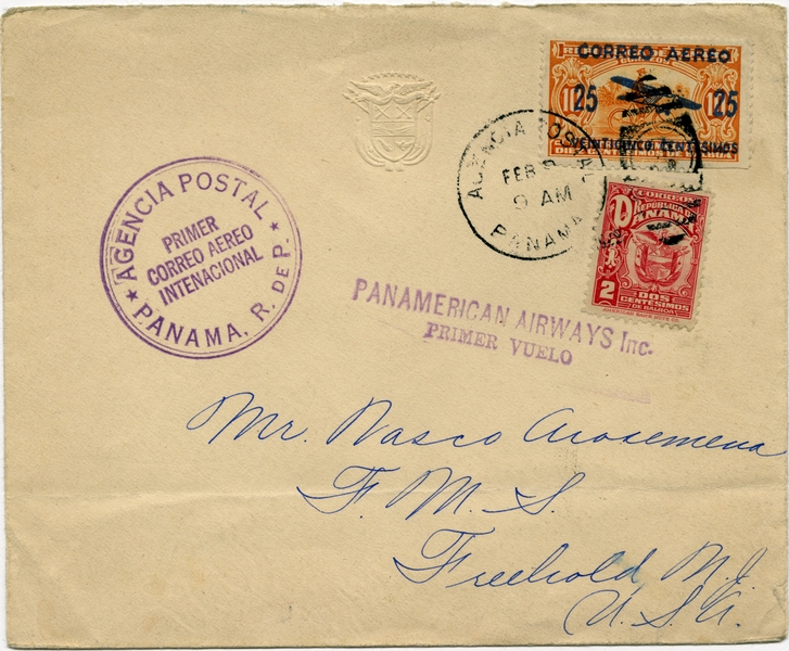 Image: airmail flight cover: Pan American World Airways, Panama