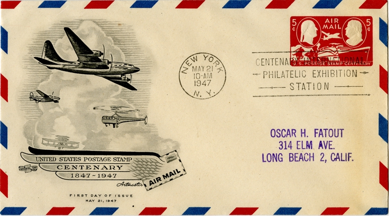 Image: airmail flight cover: United States Postal Service, Centennial