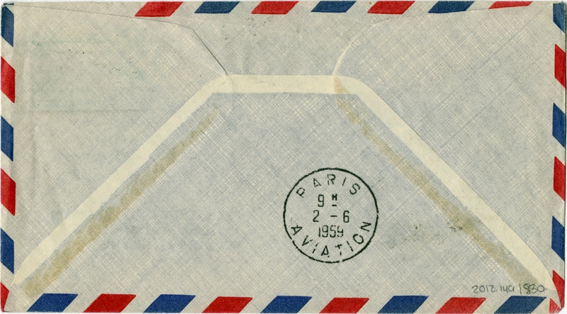 Image: airmail flight cover: Pan American World Airways, FAM-18, Boston - Paris route