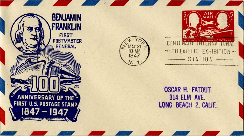 Image: airmail flight cover: United States Postal Service, Centennial
