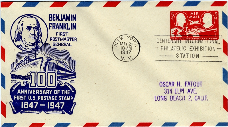 Image: airmail flight cover: United States Postal Service, Centennial