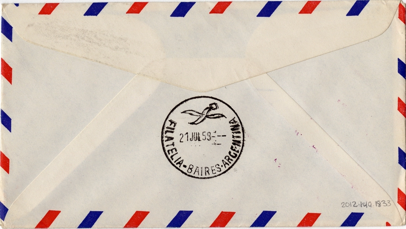 Image: airmail flight cover: Pan American World Airways, New York - Buenos Aires route