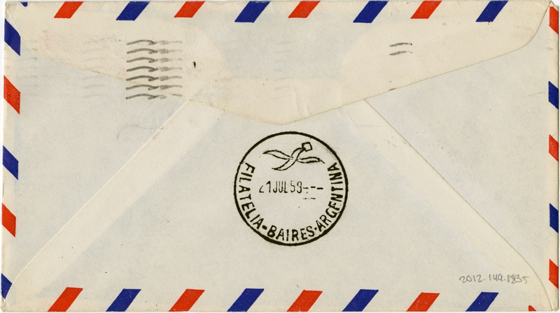 Image: airmail flight cover: Pan American World Airways, New York - Buenos Aires route