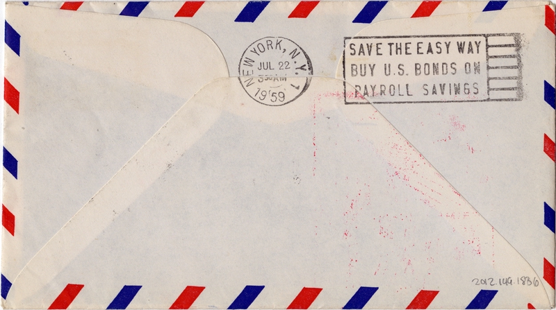 Image: airmail flight cover: Pan American World Airways, Buenos Aires - New York route