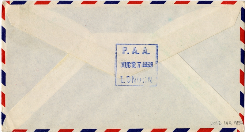 Image: airmail flight cover: Pan American World Airways, San Francisco - London route