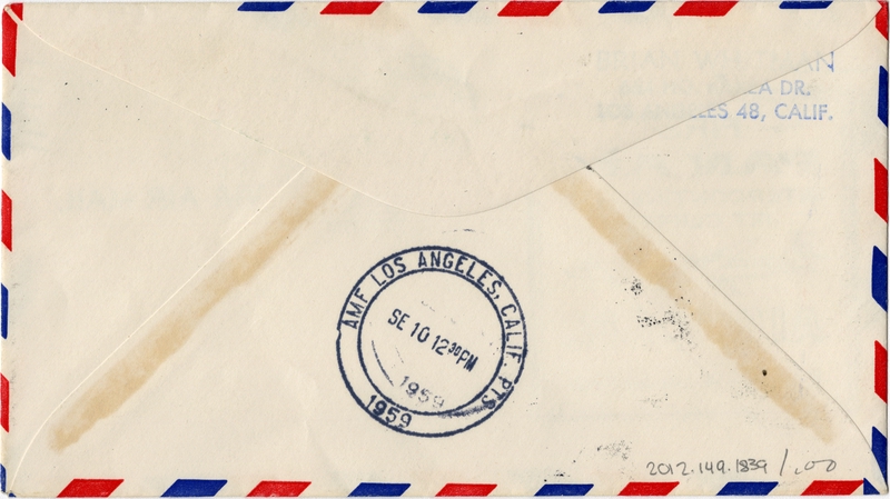 Image: airmail flight cover: Pan American World Airways, Honolulu - Los Angeles route