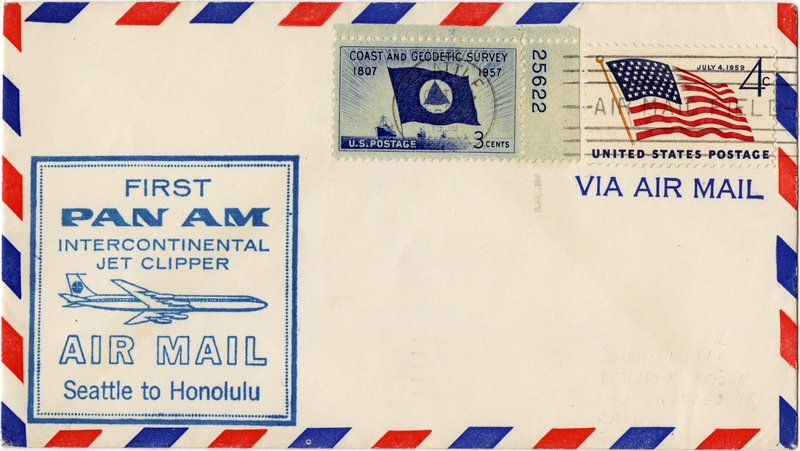 Image: airmail flight cover: Pan American World Airways, Seattle - Honolulu route