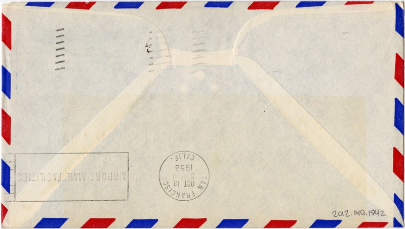 Image: airmail flight cover: Pan American World Airways, New York - San Francisco route