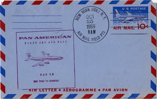 Image: airmail flight cover: Pan American World Airways, FAM-18, New York - Hamburg route