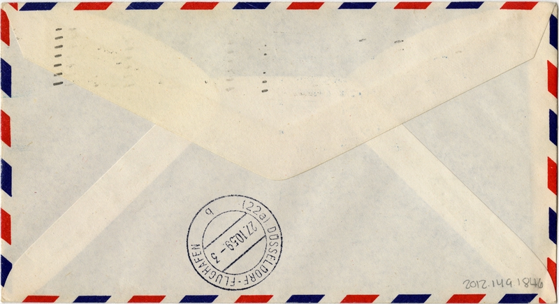 Image: airmail flight cover: Pan American World Airways, FAM-18, New York - Dusseldorf route