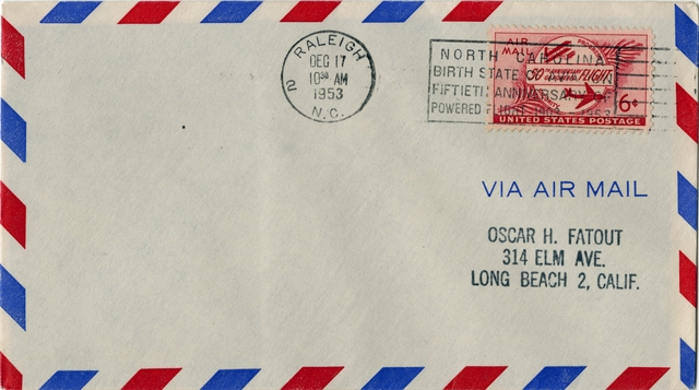 Airmail flight cover: 50th Anniversary of Powered Flight