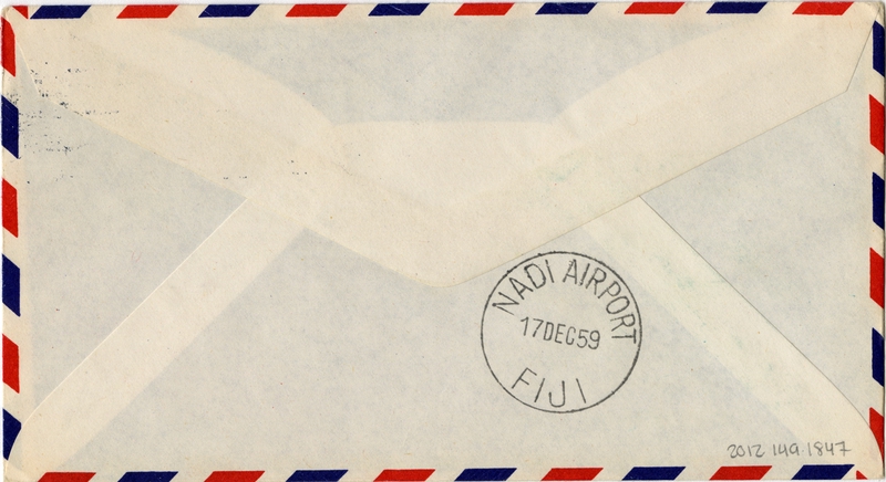 Image: airmail flight cover: Pan American World Airways, Los Angeles - Nandi, Fiji route