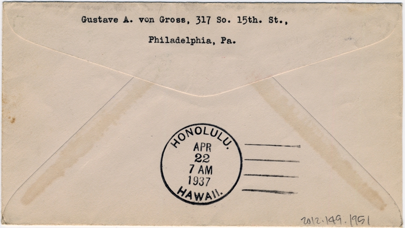Image: airmail flight cover: Pan American Airways, first airmail flight, San Francisco - Honolulu route