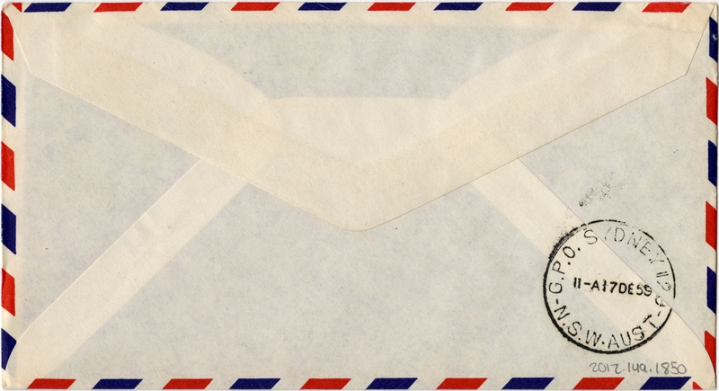 Image: airmail flight cover: Pan American World Airways, Nandi, Fiji - Sydney route
