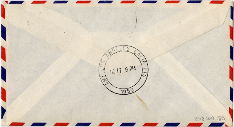 Image: airmail flight cover: Pan American World Airways, Sydney - Los Angeles route