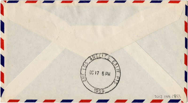 Image: airmail flight cover: Pan American World Airways, Nandi, Fiji - Los Angeles route