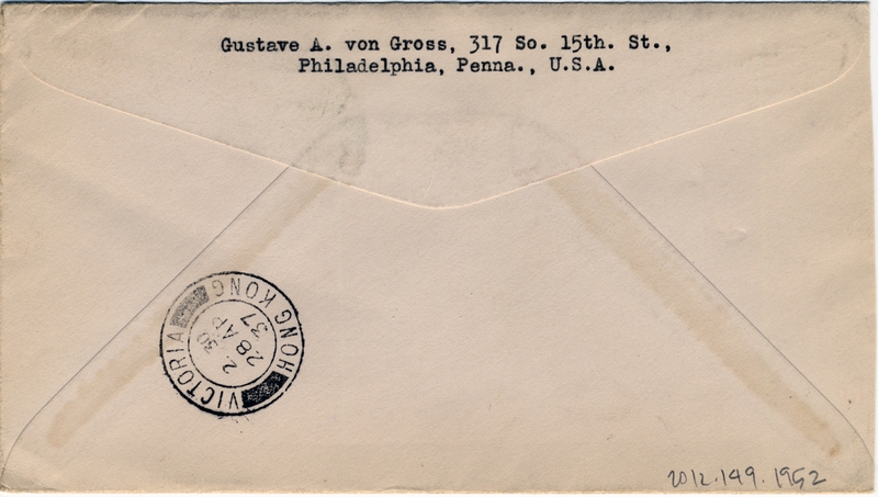 Image: airmail flight cover: FAM-14, first airmail flight, San Francisco - Hong Kong route