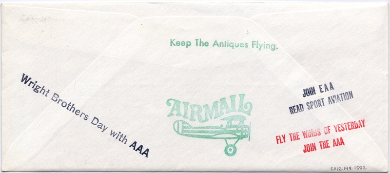 Image: airmail flight cover: Wright Brothers, Air Mail Pioneers, joint anniversary