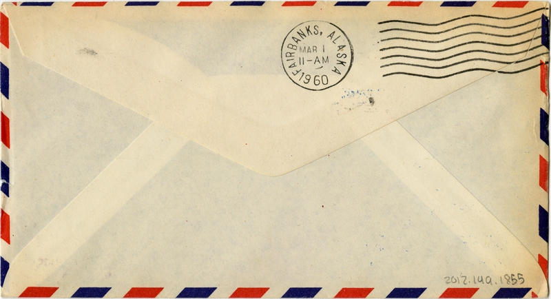 Image: airmail flight cover: Pan American World Airways, Seattle - Fairbanks route
