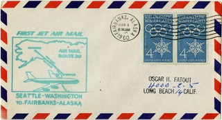 Image: airmail flight cover: Pan American World Airways, Seattle - Fairbanks route