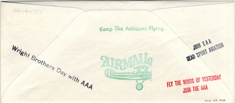 Image: airmail flight cover: Wright Brothers, Air Mail Pioneers, joint anniversary