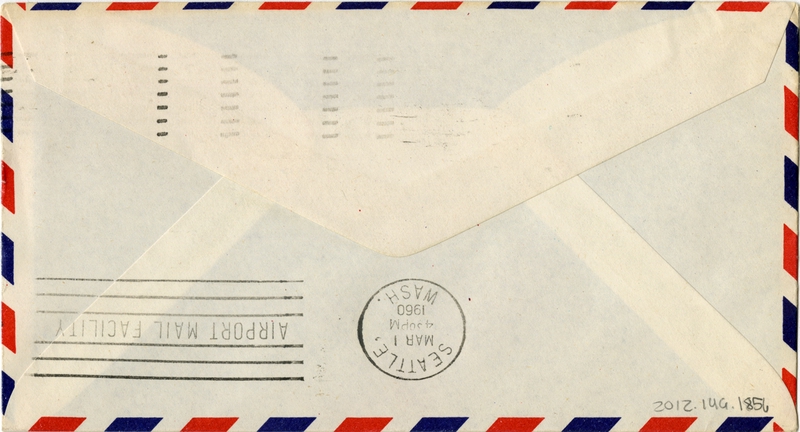 Image: airmail flight cover: Pan American World Airways, Seattle - Fairbanks route