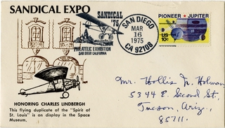 Image: airmail flight cover: Sandical Philatelic Exposition