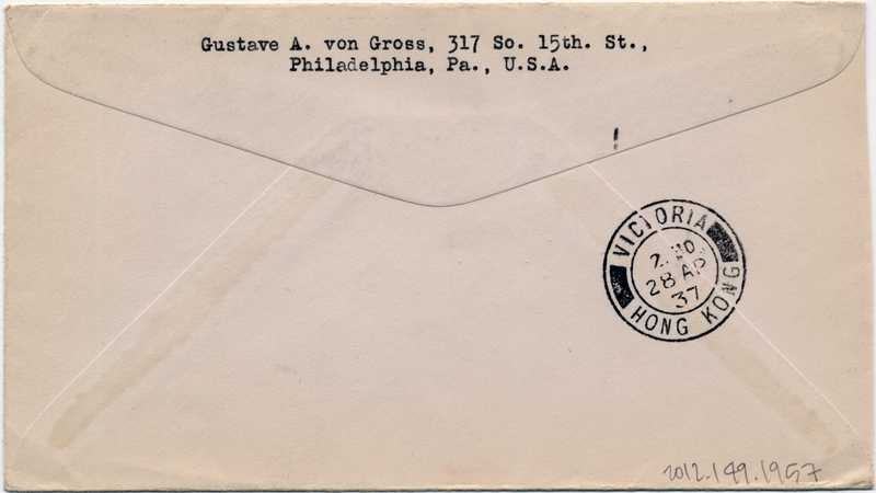 Image: airmail flight cover: Pan American Airways, FAM-14, first airmail flight, Honolulu - Hong Kong route