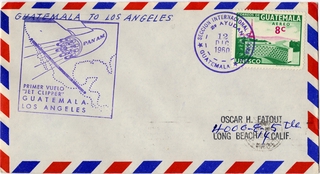 Image: airmail flight cover: Pan American World Airways, Guatemala - Los Angeles route