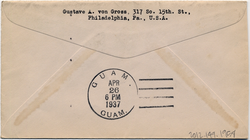 Image: airmail flight cover: Pan American Airways, first airmail flight, Honolulu - Guam route