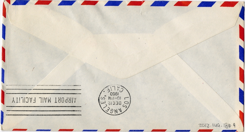 Image: airmail flight cover: Pan American World Airways, Panama - Los Angeles route