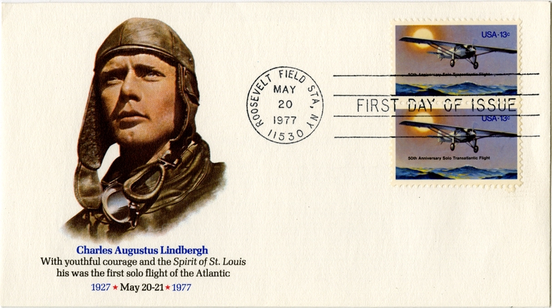 Image: airmail flight cover: Charles Lindbergh, 50th Anniversary