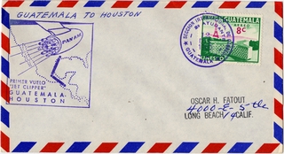 Image: airmail flight cover: Pan American World Airways, Guatemala - Houston route