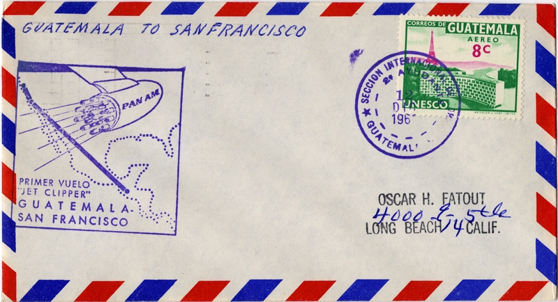 Image: airmail flight cover: Pan American World Airways, Guatemala - San Francisco route
