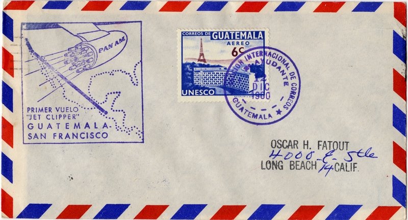 Image: airmail flight cover: Pan American World Airways, Guatemala - San Francisco route