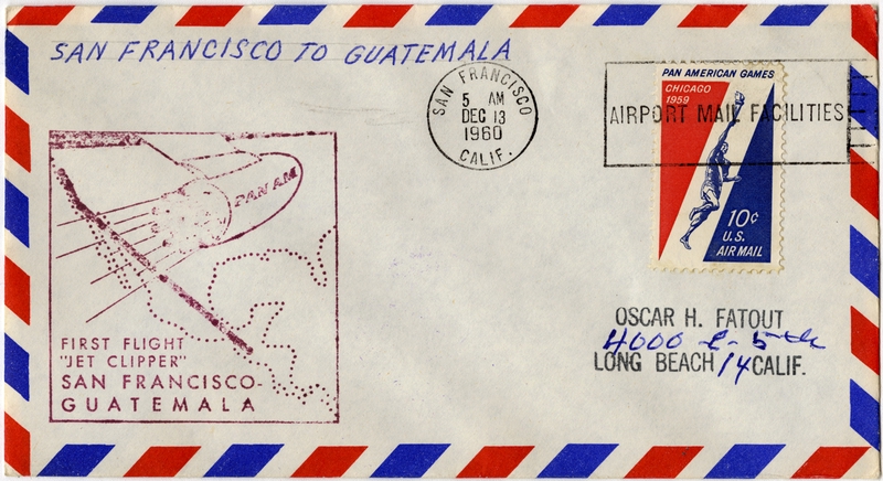 Image: airmail flight cover: Pan American World Airways, San Francisco - Guatemala route