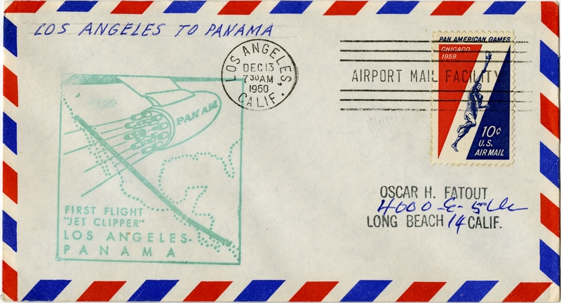 Image: airmail flight cover: Pan American World Airways, Los Angeles - Panama route