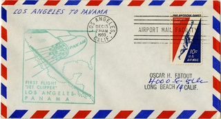 Image: airmail flight cover: Pan American World Airways, Los Angeles - Panama route